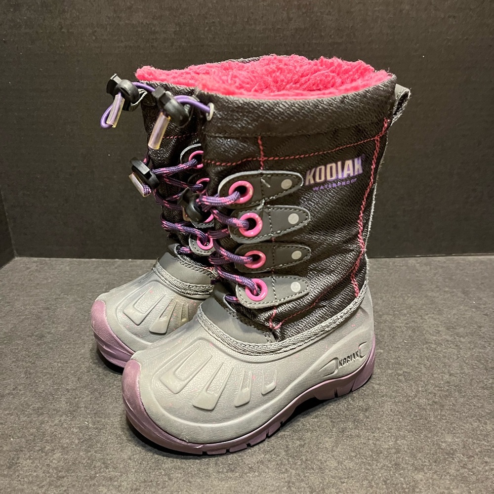 Kodiak Grey Pink Lined warm Inserts Snow Winter Boots Girl's Size 9 Glo